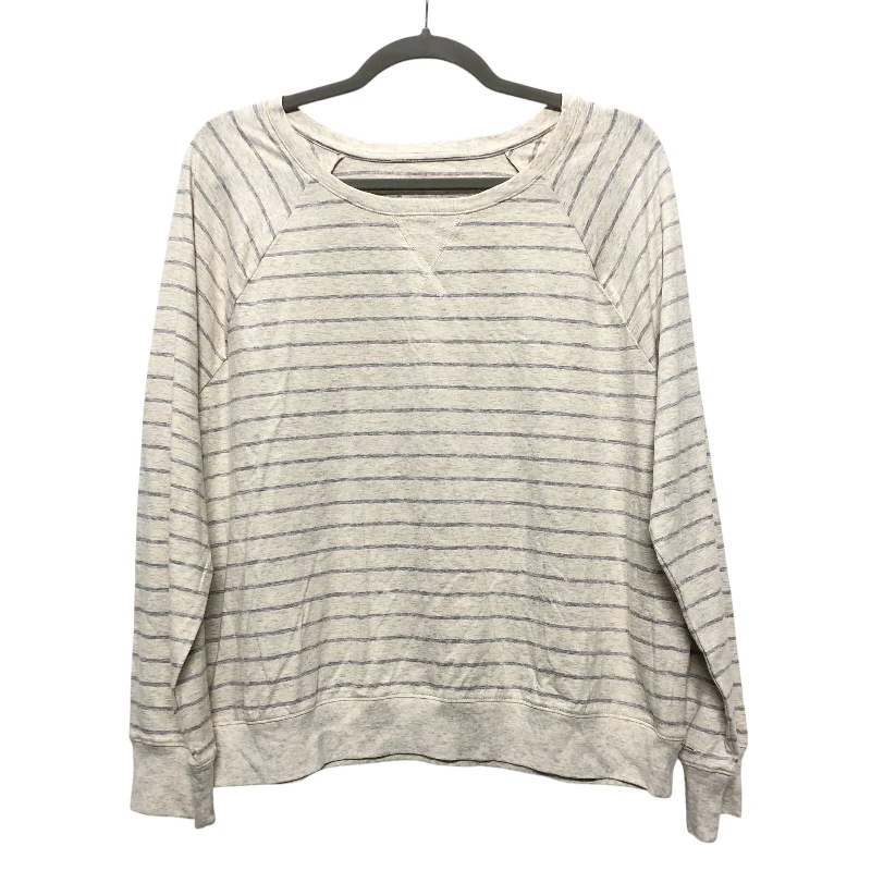 Top Ls Basic By Clothes Mentor In Cream & Grey, Size:M