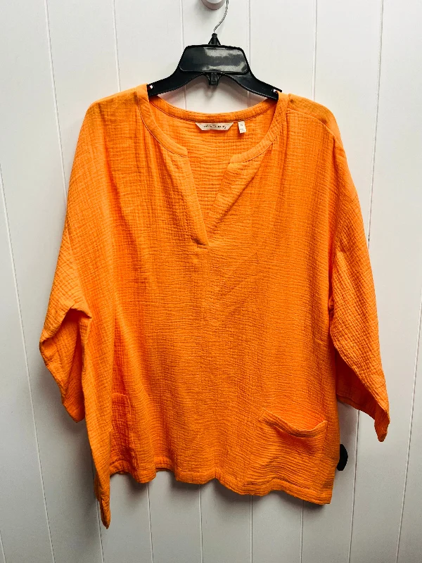 Top Long Sleeve By Soft Surroundings In Orange, Size: 1x