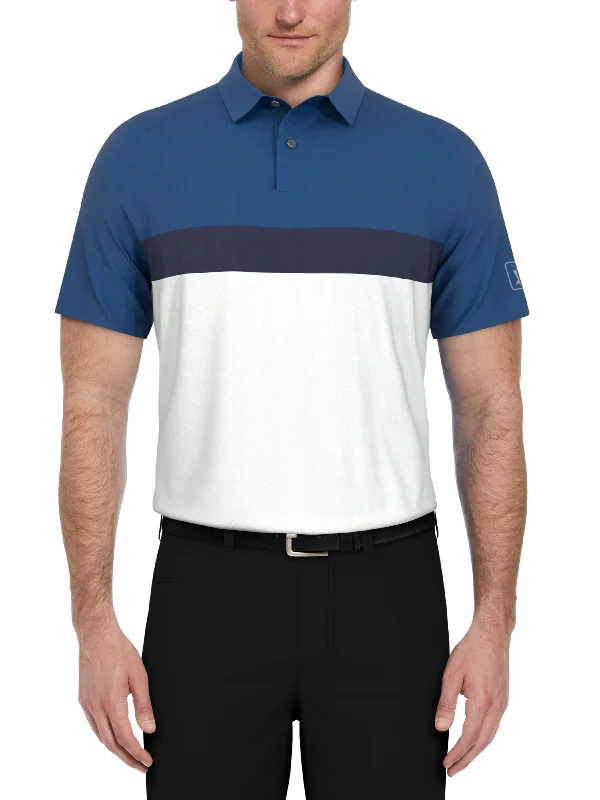 Men's Textured Color Block Golf Polo